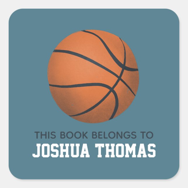 Pegatina Cuadrada Boys Blue This Book pertenece a niños de baloncest (Anverso)