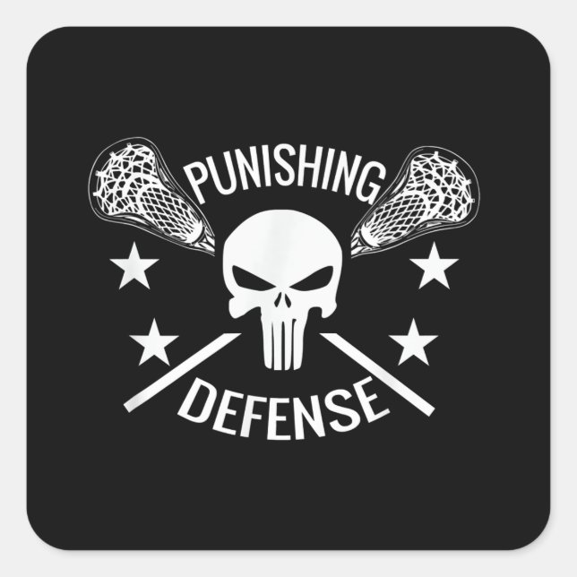 Pegatina Cuadrada Boys Lacrosse Skull y Sticks Gift (Anverso)