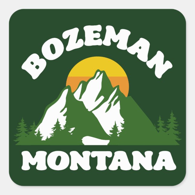 Pegatina Cuadrada Bozeman, Montana (Anverso)