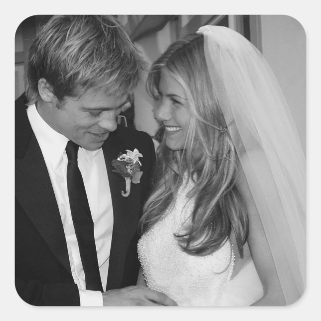 Pegatina Cuadrada Brad Pitt & Jennifer Anniston (Anverso)