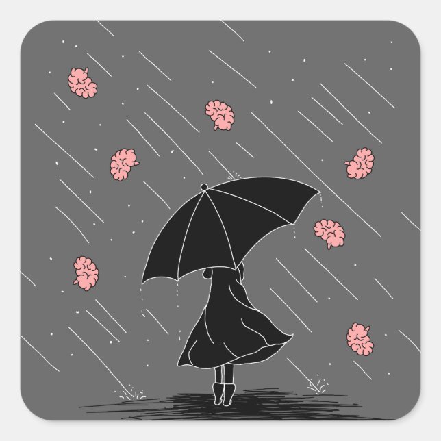 Pegatina Cuadrada Brainstorm Pun (Anverso)