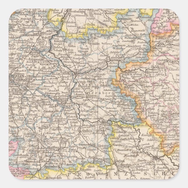 Pegatina Cuadrada Brandenburgo, flexibilizar mapa del Atlas (Anverso)