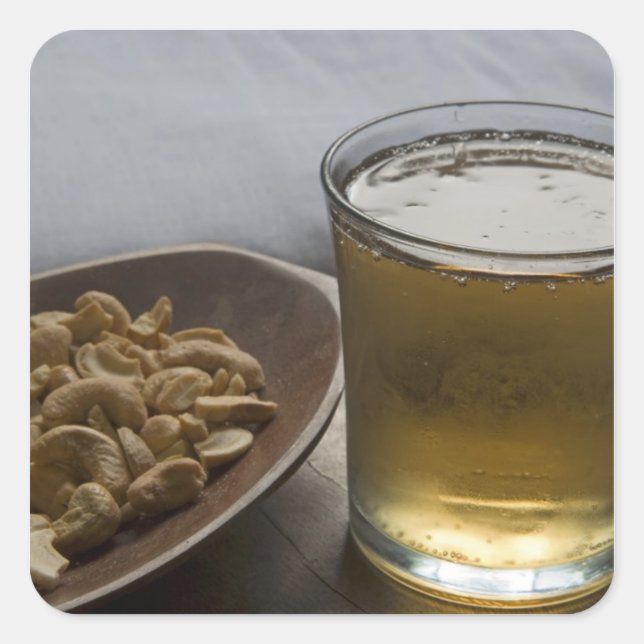 Pegatina Cuadrada Brasil. Un vaso de refrescante energía de la Guara (Anverso)
