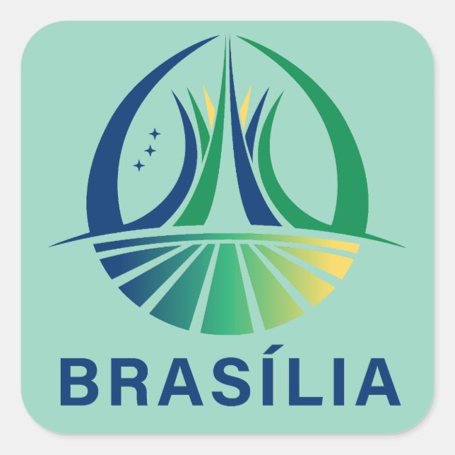 Pegatina Cuadrada Brasilia Capital de Brasil (Anverso)