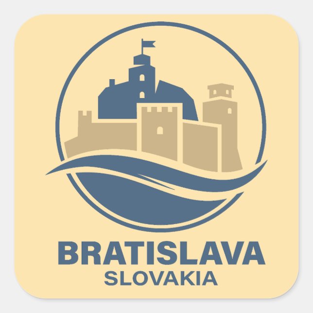 Pegatina Cuadrada Bratislava Eslovaquia Europa (Anverso)