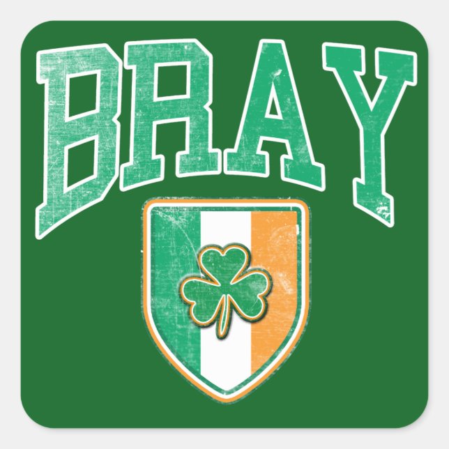 Pegatina Cuadrada BRAY (Irlanda) (Anverso)
