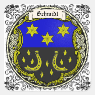Pegatina Cuadrada Brazos de la familia de Schmidt (el Saar-Rin)