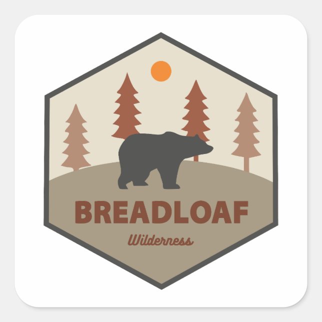 Pegatina Cuadrada Breadloaf Wilderness Vermont Bear (Anverso)