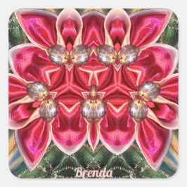 Pegatina Cuadrada BRENDA ~ Shades Green, Silver, Pink