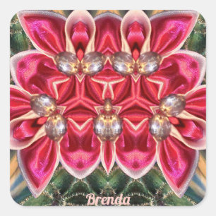 Pegatina Cuadrada BRENDA ~ Shades Green, Silver, Pink
