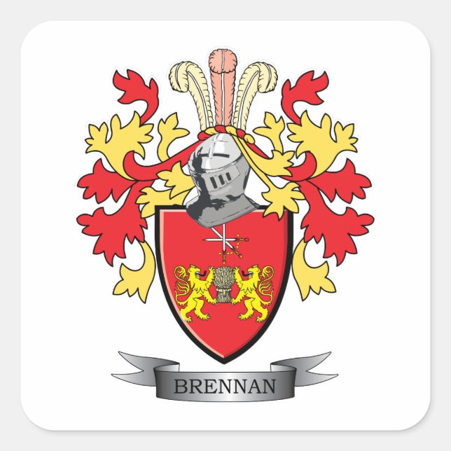 Pegatina Cuadrada Brennan Coat of Arms (Anverso)