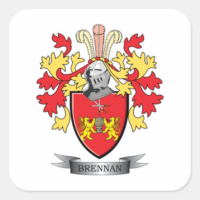 Pegatina Cuadrada Brennan Coat of Arms (Anverso)