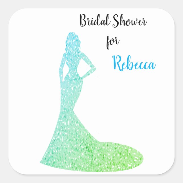 Pegatina Cuadrada Bridal Shower Sparkle & Shine (Anverso)