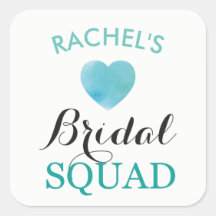 Bride Squad Bridal Shower Pegatinas Aqua Heart