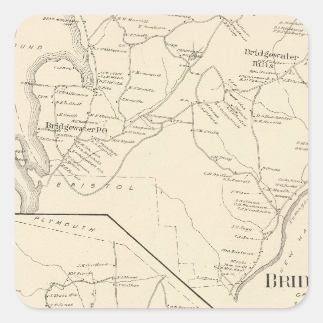 Pegatina Cuadrada Bridgewater, Hebrón (Anverso)