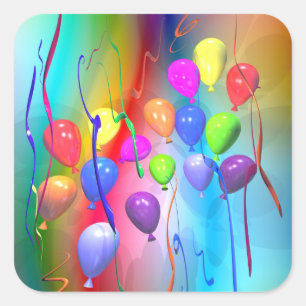 Pegatina Cuadrada Bright Birthday Balloons