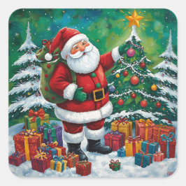 Pegatina Cuadrada Bright & Merry Santa Sticker Charm