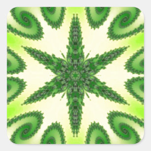 Pegatina Cuadrada Bright Mint Green Kaleidoscop Art