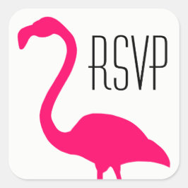Pegatina Cuadrada Bright Pink Flamingo RSVP