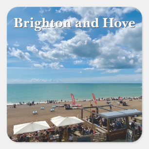 Pegatina Cuadrada Brighton y Hove Beach en el verano