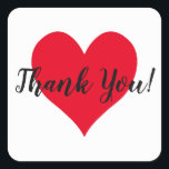 Pegatina Cuadrada Brillante Corazón Rojo Gracias<br><div class="desc">Crea tu propio personalizado gracias pegatina. Si cambia el color de fondo de este pegatina cuadrado redondeado, cambiará el color de la forma del corazón rojo lindo y brillante. Añada una foto boda de los recién casados detrás de la máscara o borde con forma de corazón blanco. También puede diseñar...</div>