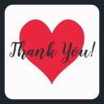 Pegatina Cuadrada Brillante Corazón Rojo Gracias<br><div class="desc">Crea tu propio personalizado gracias pegatina. Si cambia el color de fondo de este pegatina cuadrado redondeado, cambiará el color de la forma del corazón rojo lindo y brillante. Añada una foto boda de los recién casados detrás de la máscara o borde con forma de corazón blanco. También puede diseñar...</div>
