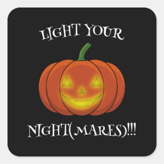 Pegatina Cuadrada Brillante Jack-o'-Lantern - Enciende tus pesadilla