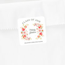 Brillante Rosa Naranja Rojo Floral Clase de Gradua