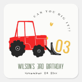 Pegatina Cuadrada Brillantes niños enredaderos de color rojo cualqui