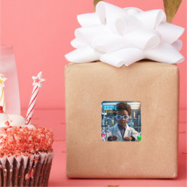 Pegatina Cuadrada Brilliant Young Scientist  