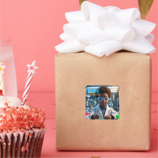 Pegatina Cuadrada Brilliant Young Scientist  