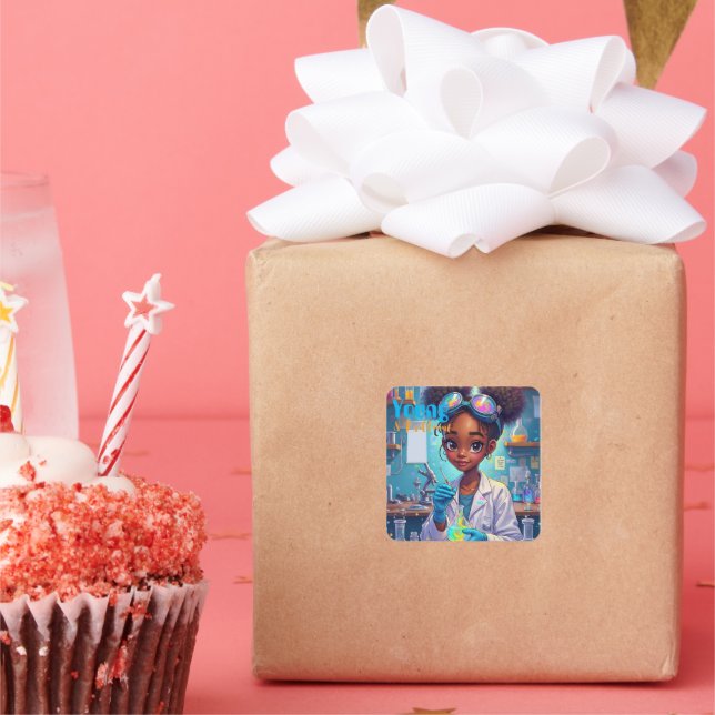 Pegatina Cuadrada Brilliant Young Scientist   (Fiesta)