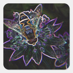 Pegatina Cuadrada Brillo de flor de drones