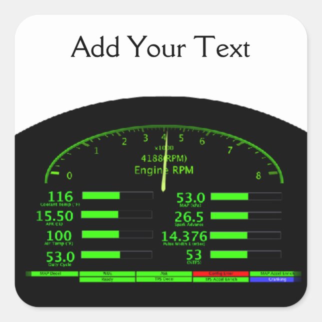 Pegatina Cuadrada Brillo del salpicadero con marco negro (Anverso)