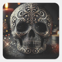 Brillo Negro Glam Brillante Calavera Gótico