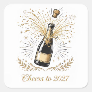 Pegatina Cuadrada Brindis por 2027 Sticker