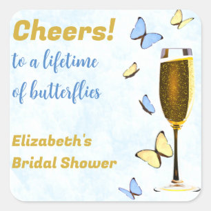 Pegatina Cuadrada Brindis por toda una vida de mariposas: Desayuno d