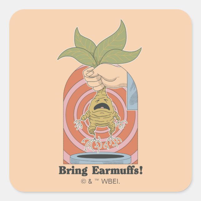 Pegatina Cuadrada "Bring Earmuffs!" Screaming Mandrake Graphic (Anverso)