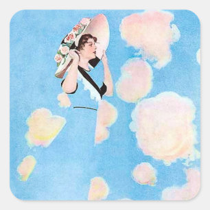 Pegatina Cuadrada Brisa de verano de C Coles Phillips