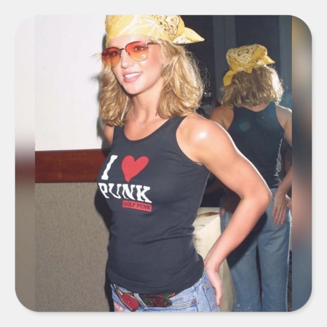 Pegatina Cuadrada Britney Spears I >3Punk (Anverso)