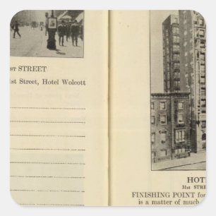 Pegatina Cuadrada Broadway 28586 y 31st St Hotel Wolcott