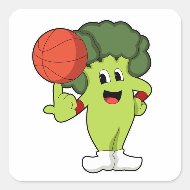 Pegatina Cuadrada Broccoli en el Basketball Sports (Anverso)