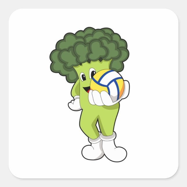 Pegatina Cuadrada Broccoli en los deportes de voleibol (Anverso)