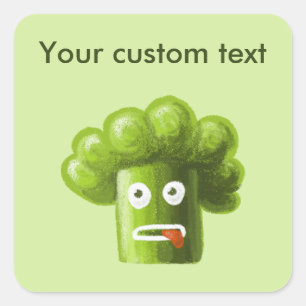 Pegatina Cuadrada Broccoli, un Personalizado gracioso, es saludable