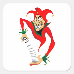 Pegatina Cuadrada Bromista de Jester que graba mal con Jack-en-la-ca