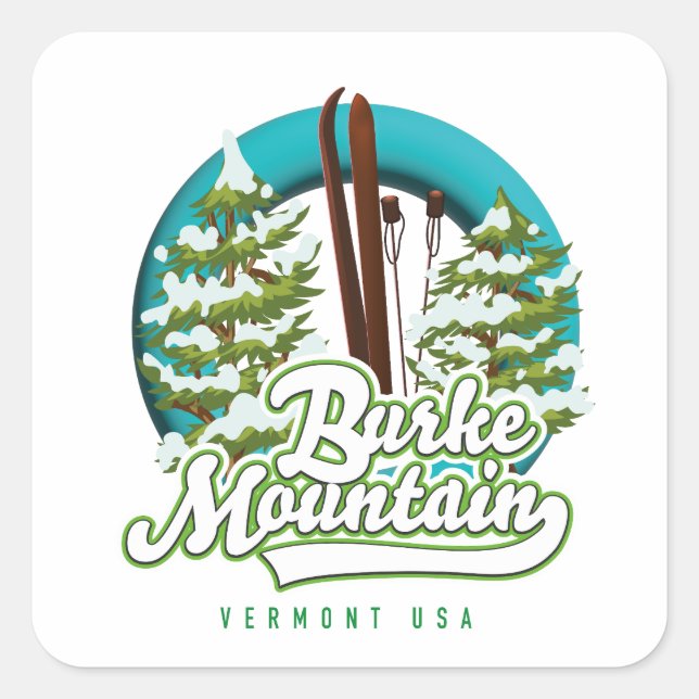 Pegatina Cuadrada Bromley Mountain Peru Vermont US Ski logo Square S (Anverso)