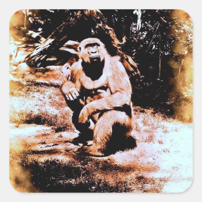 Pegatina Cuadrada Bronx Gorilla (Anverso)