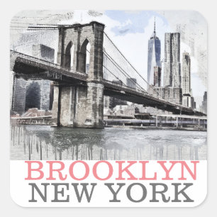 Pegatina Cuadrada Brooklyn Bridge New York