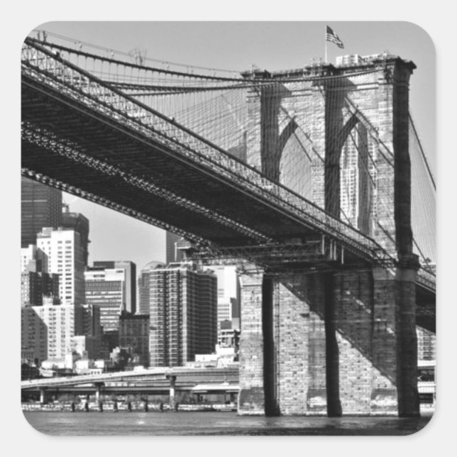 Pegatina Cuadrada Brooklyn Bridge New York (Anverso)