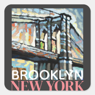Pegatina Cuadrada Brooklyn Bridge New York